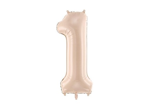 Balon foliowy cyfra 1 72cm c. beż
