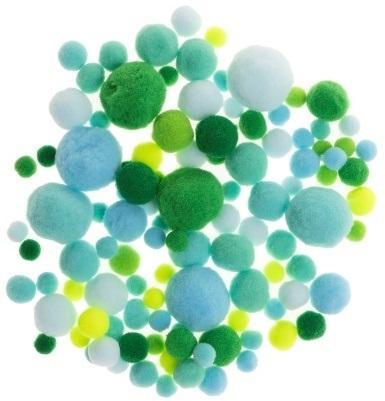 Pompony odcienie zielone i niebieskie 20g, Brewis