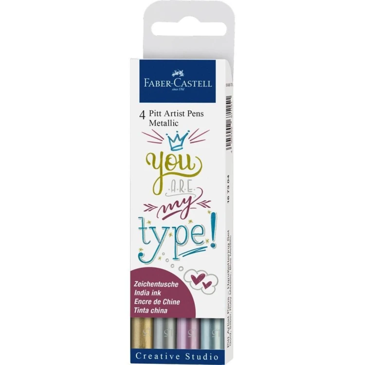 Pisaki Pitt Artist Pen metalic 4szt FABER CASTELL