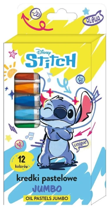 Kredki pastelowe Jumbo 12 kolorów Stitch, Beniamin