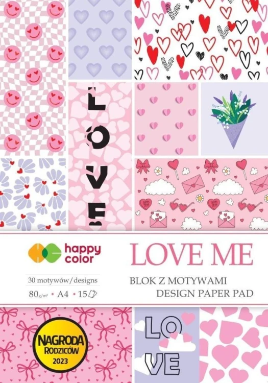 Blok z motywami Love Me A4/15K HAPPY COLOR, GDD