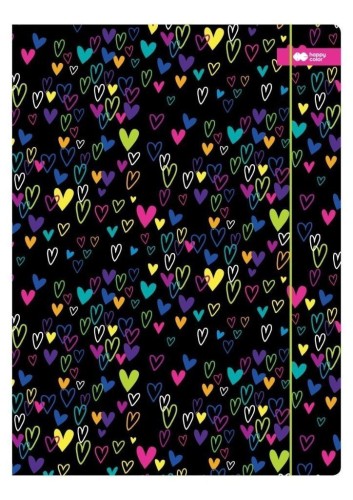 Teczka z gumką A4 My Love czarna HAPPY COLOR, GDD