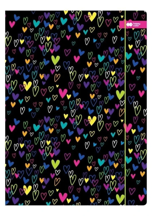 Teczka z gumką A4 My Love czarna HAPPY COLOR, GDD
