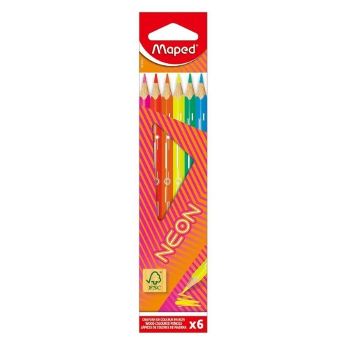 Kredki trójkątne neon 6 kolorów MAPED, Maped