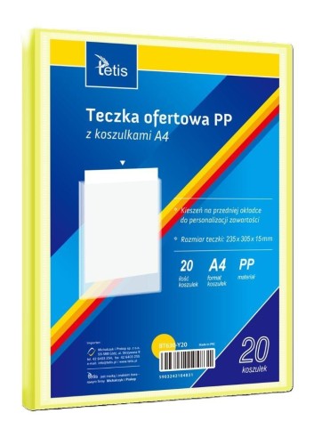 Teczka ofertowa A4 PP + 20 koszulek żółta, Tetis