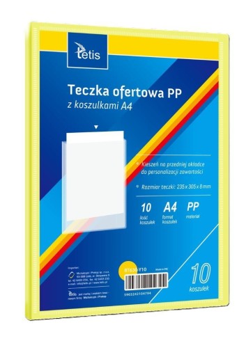 Teczka ofertowa A4 PP + 10 koszulek żółta, Tetis