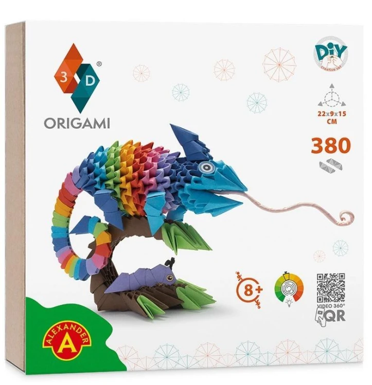 Origami 3D kameleon/chameleon ALEX, Alexander