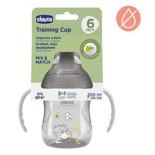 Kubek z twardym ustnikiem 200ml szary 6m+, Chicco