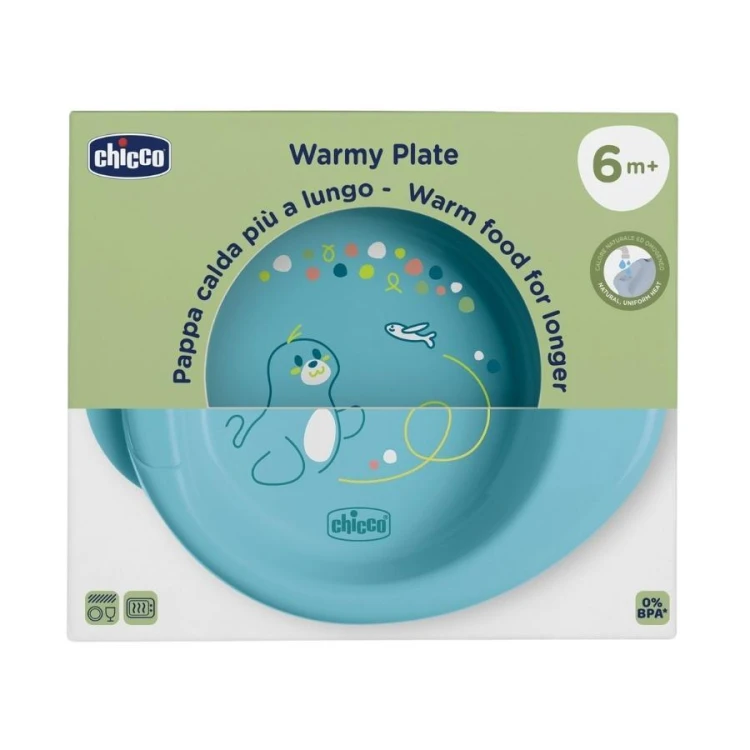 Talerz podgrzewany turkusowy 6m+, Chicco
