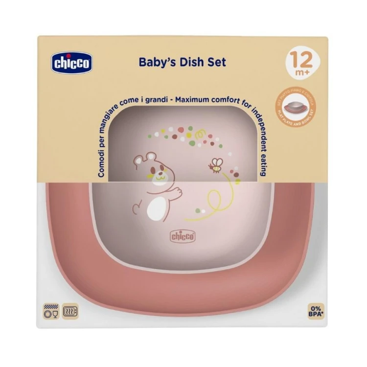 Zestaw 2 talerzy brzoskwiniowy 12m+, Chicco