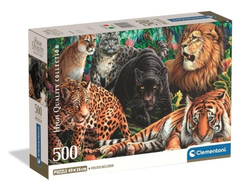 Puzzle 500 Wild Cats, Clementoni