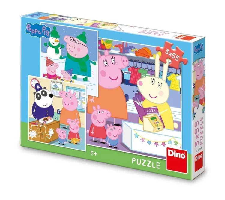 Puzzle Świnka Peppa 3x55el, Dino Toys