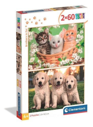 Puzzle 2x60 Super Kolor Brothers In Fur
