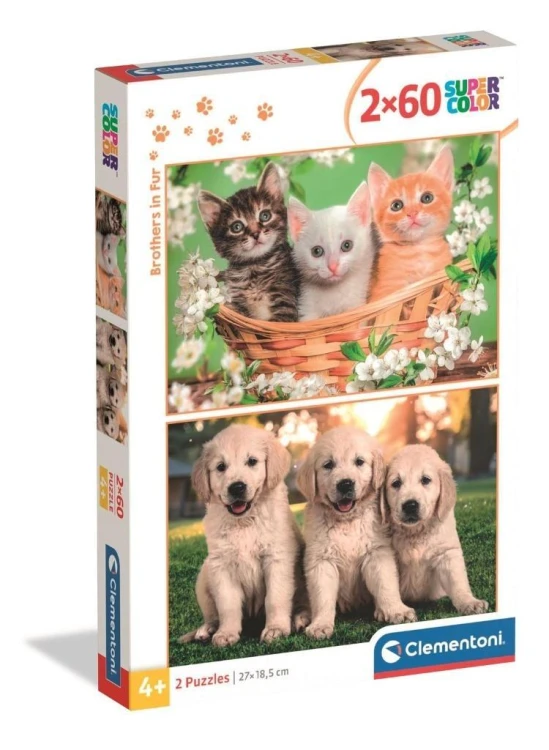 Puzzle 2x60 Super Kolor Brothers In Fur