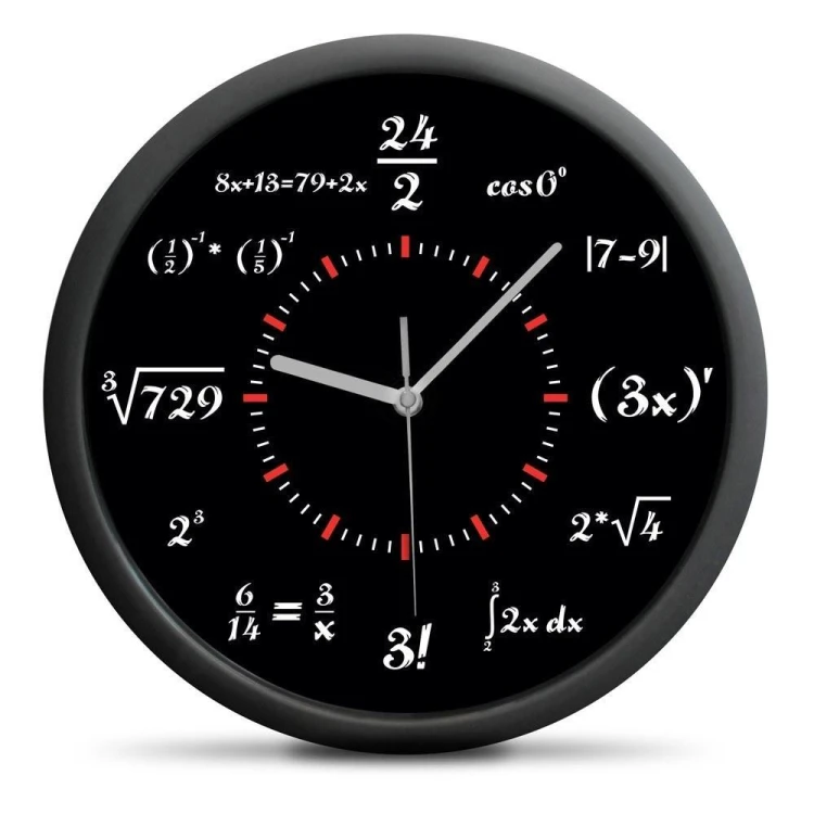 Zegar ścienny z działaniami matematycznymi