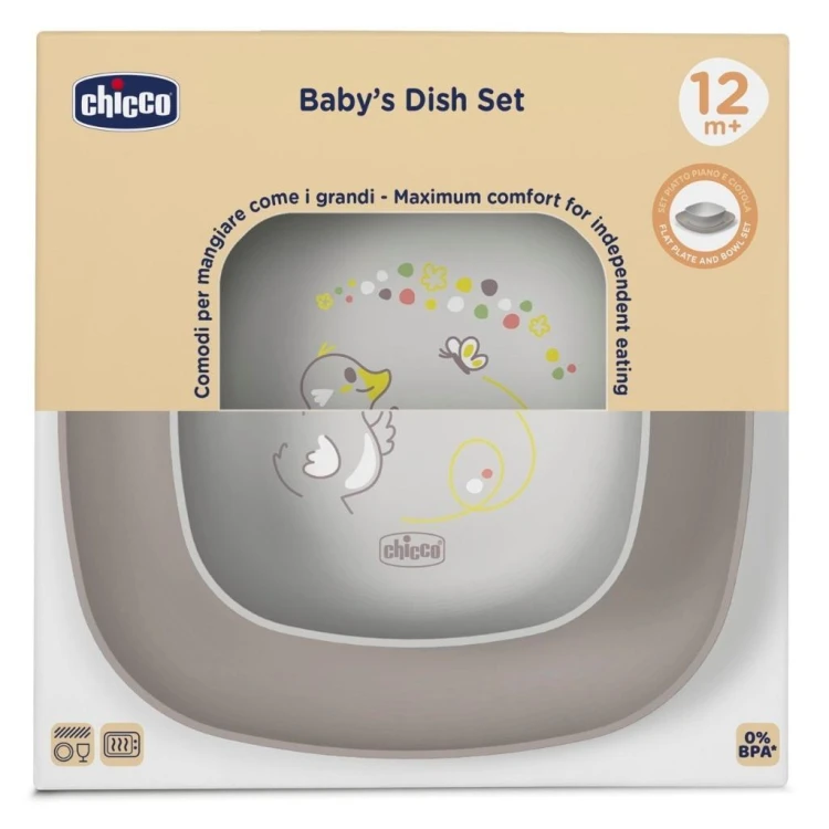 Zestaw 2 talerzy szary 12m+, Chicco