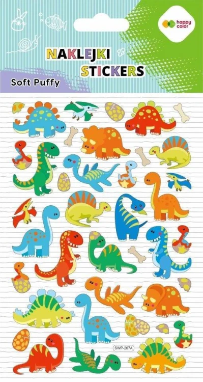 Naklejki 3D Soft Puffy Dino 110x205 HAPPY COLOR