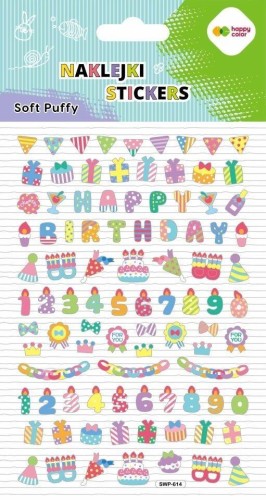 Naklejki 3D Soft Puffy Birthday110x205 HAPPY COLOR