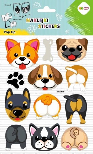 Naklejki 3D Pop Up Dog Face&Tail 146x240 HAPPY