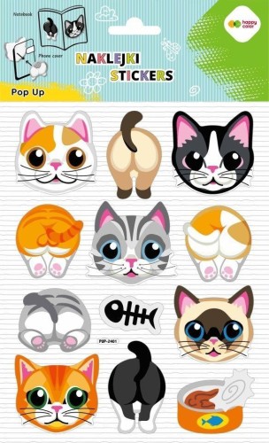 Naklejki 3D Pop Up Cat Face&Tail 146x240 HAPPY