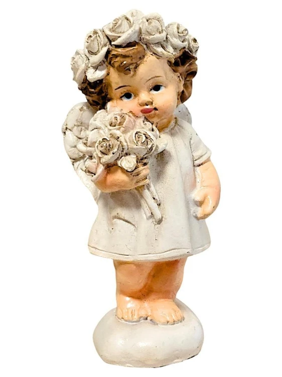 Figurka Aniołek z kwiatami 8cm