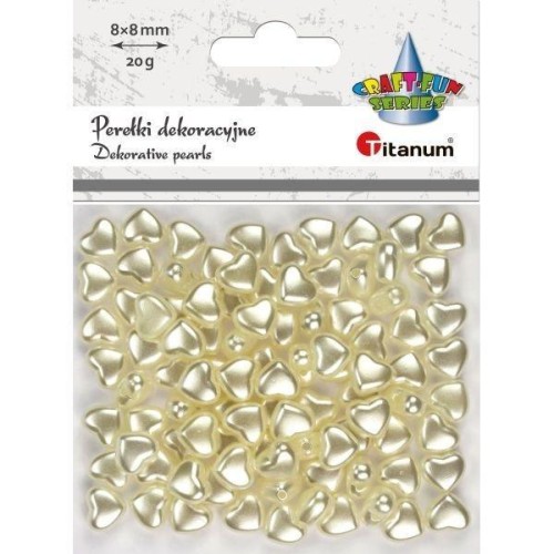 Koraliki plastikowe perełki serca białe 9x8mm 20g