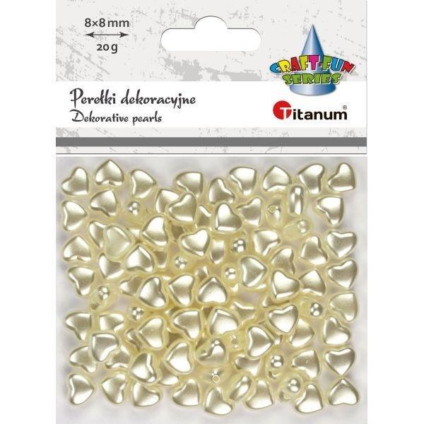 Koraliki plastikowe perełki serca białe 9x8mm 20g