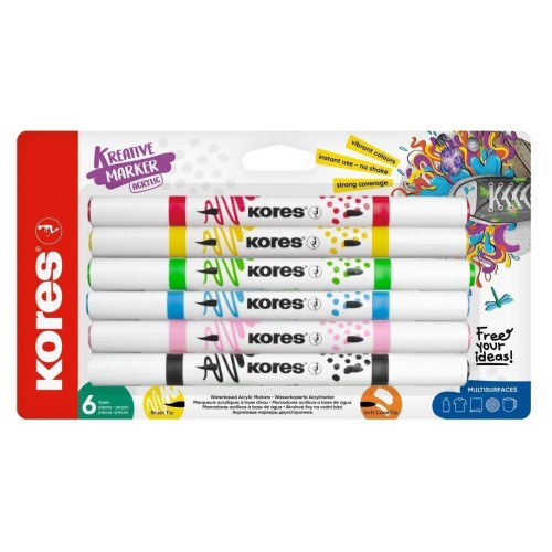 Markery akrylowe Kreative dwustronne 6szt, Tombow