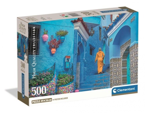 Puzzle 500 Blue Street of Chefchaouen, Clementoni