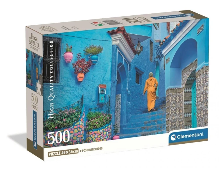 Puzzle 500 Blue Street of Chefchaouen, Clementoni