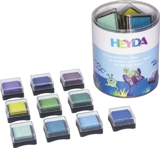 Zestaw poduszek do stempli mini 10szt Aqua, Heyda