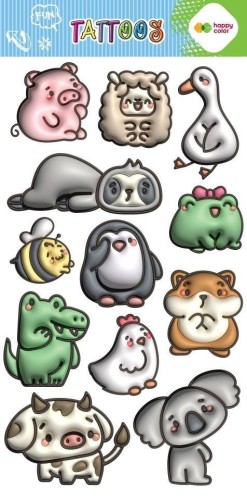 Tatuaże zmywalne Bubble Animals HAPPY COLOR, GDD
