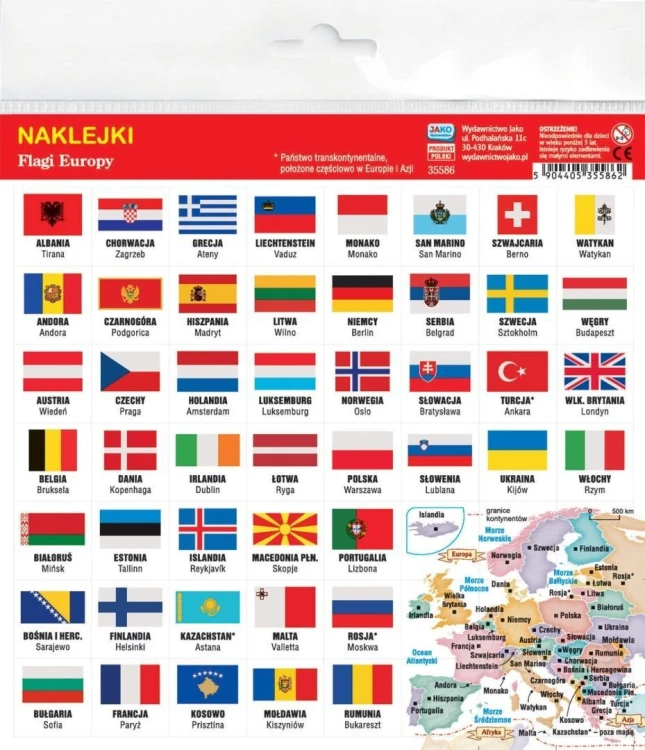 Naklejki Flagi Europy, Wydawnictwo Jako