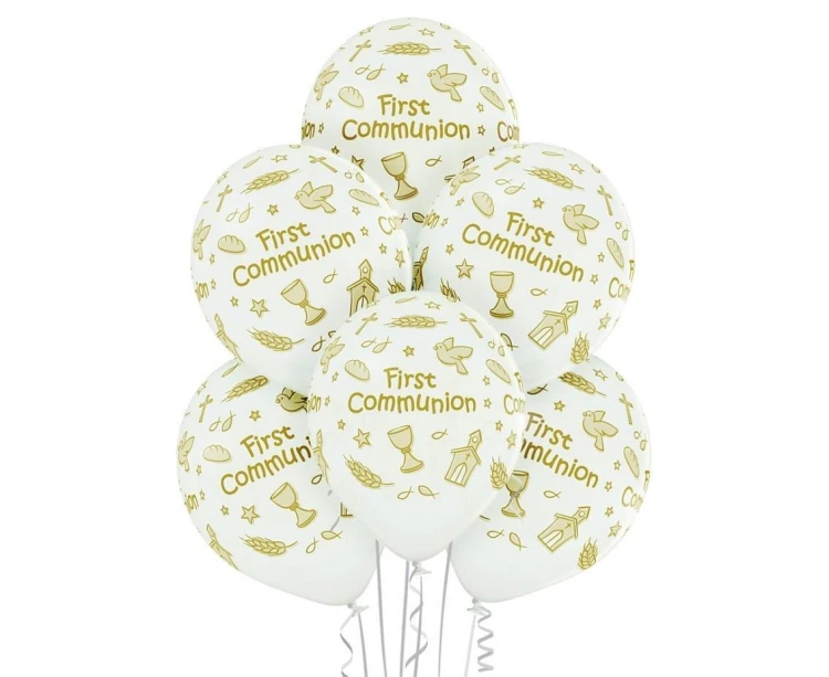Balony Firs Communion Komunia 30cm 6szt