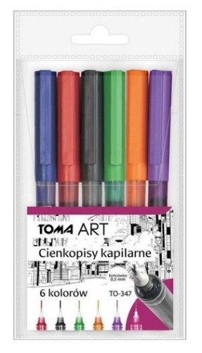 Cienkopis kapilarny 0,5mm 6 kolorów TOMA, TOMA