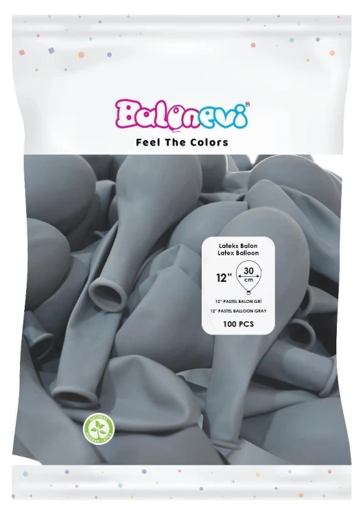Balony lateksowe Pastel szare 30cm 100szt