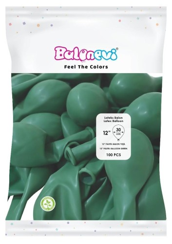 Balony lateksowe Pastel zielone 30cm 100szt