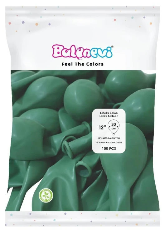 Balony lateksowe Pastel zielone 30cm 100szt