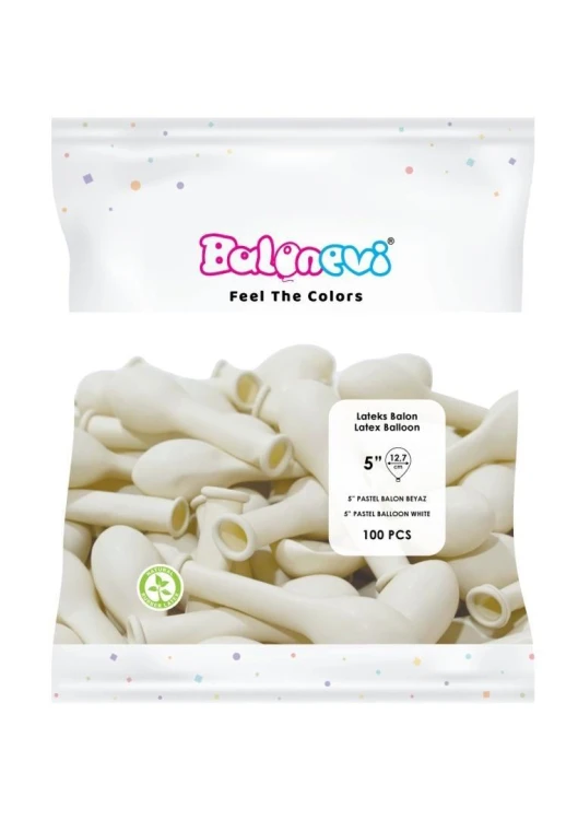 Balony lateksowe Pastel białe 12cm 100szt