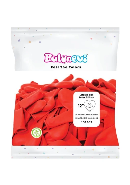 Balony lateksowe Pastel czerwone 30cm 100szt