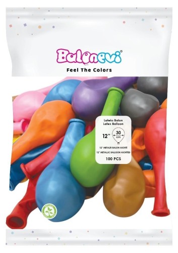 Balony lateksowe Metallic 30cm 100szt