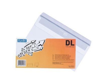Koperta biała DL 22x11cm 25szt BANTEX, Bantex