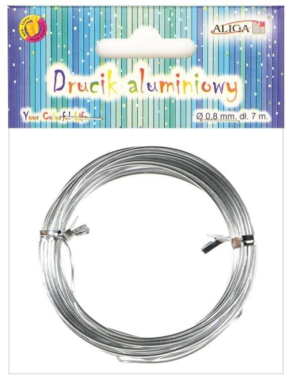 Drucik aluminiowy srebrny 0,8mm 7m, Aliga