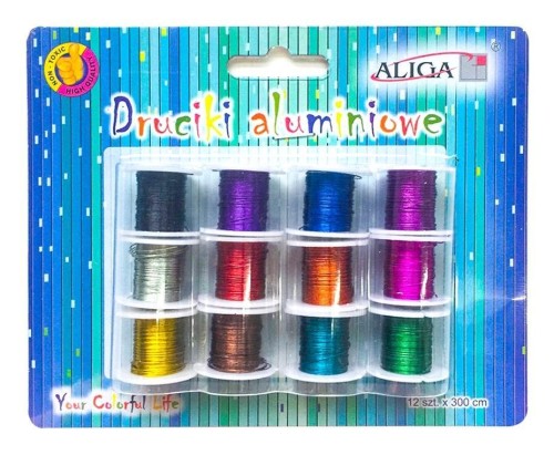 Druciki aluminiowe na szpulkach 0,3mmx3m 12szt