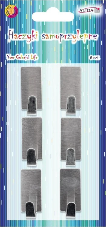 Haczyki samoprzylepne metalowe 1,5x3,5cm 6szt