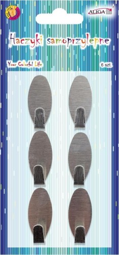 Haczyki samoprzylepne metalowe 1,5x3,5cm 6szt
