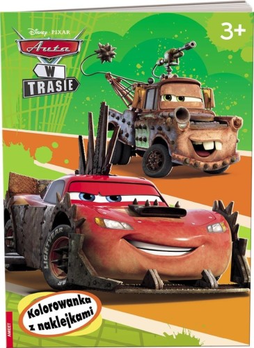 Disney. Auta w trasie. Kolorowanka z naklejkami