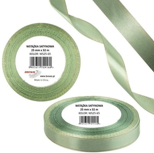 Wstążka satynowa 25mm/32m szarozielona