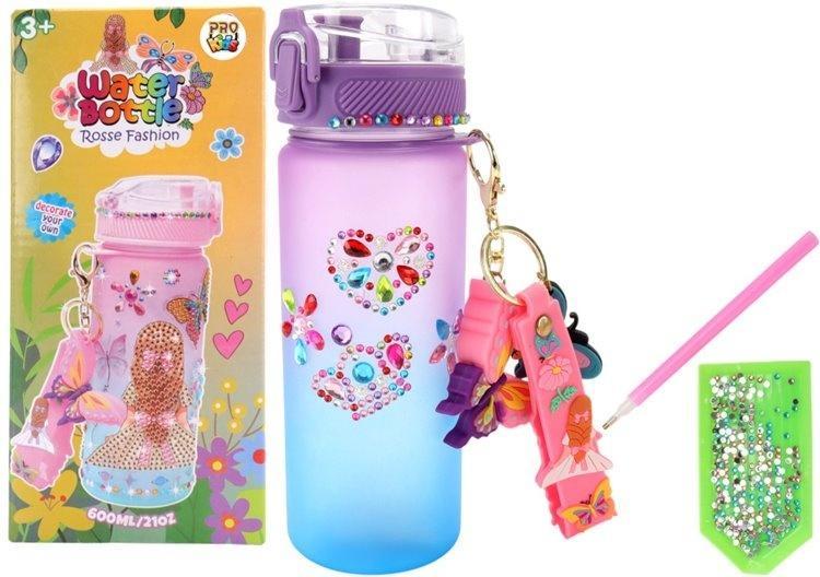 Diamentowa butelka do z brelokiem motyl 600ml