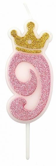 Świeczka 9 różowa 6,8cm PARTY GO